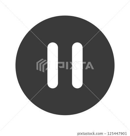 Black pause button icon - Simple and stylish pause mark UI material 125447901