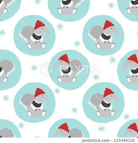 Seamless Christmas pattern with cute ant eater 125448130