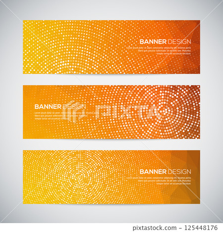 Banners with abstract colorful triangulated geometric background 125448176