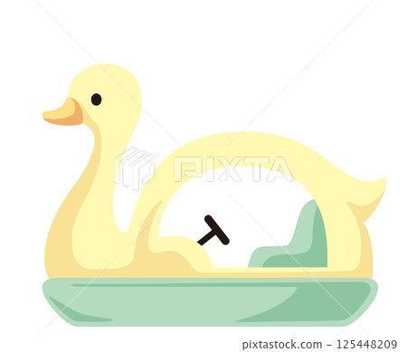可愛鴨子圖案天鵝船的向量插圖 125448209