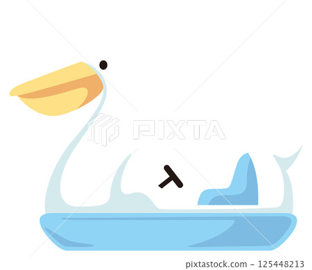 Vector illustration of a cute pelican-themed swan boat Vector illustration of a cute pelican-themed swan boat 125448213