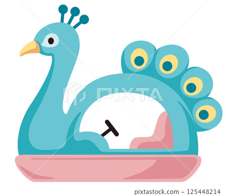 可愛的孔雀圖案天鵝船的向量插圖 可愛的孔雀圖案天鵝船的向量插圖 125448214