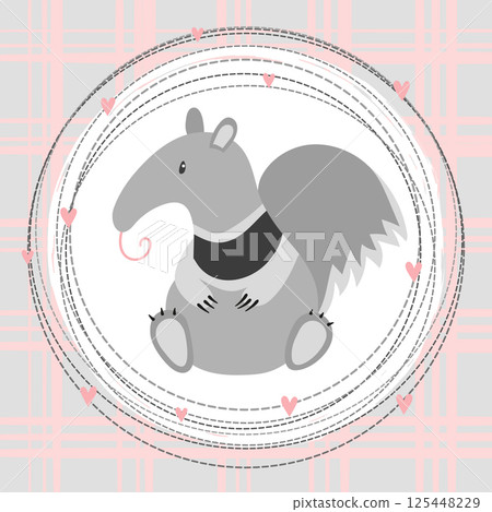 Cute cartoon little anteater vector illustration. Print for kids Cute cartoon little anteater vector illustration. Print for kids 125448229