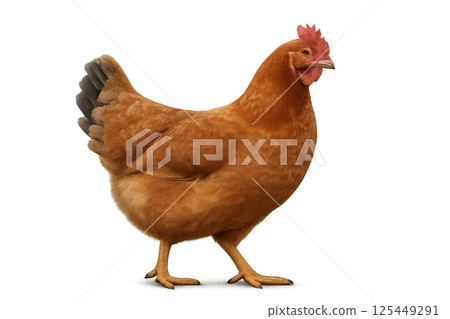 Brown Hen Walking Gracefully in a Bright and Clean Environment 125449291