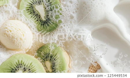 Ice cream in green shade, summer vibe 125449534