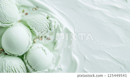 Ice cream in green shade, summer vibe 125449541