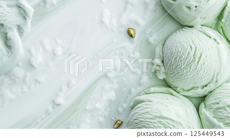 Ice cream in green shade, summer vibe 125449543