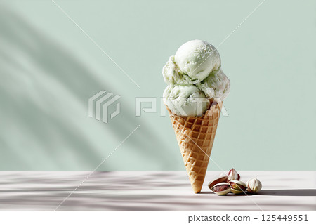 Ice cream in green shade, summer vibe 125449551