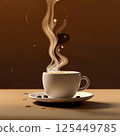 A mug of coffee, dominated by the colors of PANTONE 17-1230 Mocha Mousse, minimalistic. 125449785