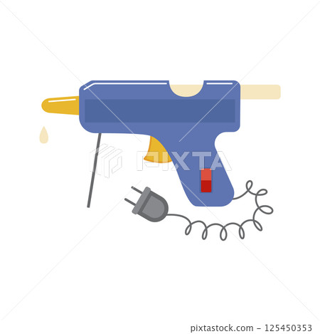 Glue gun in flat design. Handcraft appliance with adhesive gel sticks. Vector illustration isolated. Glue gun in flat design. Handcraft appliance with adhesive gel sticks. Vector illustration isolated. 125450353