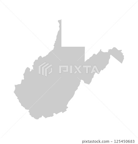 West Virginia, WV - grey silhouette map of US state. Vector illustration West Virginia, WV - grey silhouette map of US state. Vector illustration 125450683