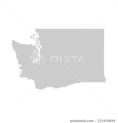 Washington, WA - grey silhouette map of US state. Vector illustration 125450684