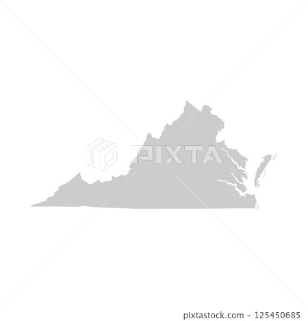 Virginia, VA - grey silhouette map of US state. Vector illustration 125450685