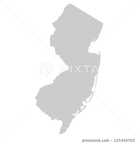 New Jersey, NJ - grey silhouette map of US state. Vector illustration New Jersey, NJ - grey silhouette map of US state. Vector illustration 125450703