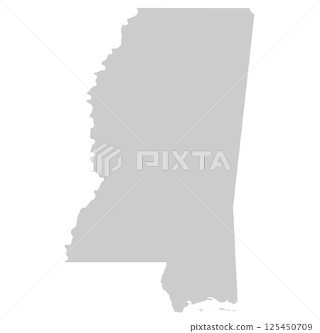 Mississippi, MS - grey silhouette map of US state. Vector illustration Mississippi, MS - grey silhouette map of US state. Vector illustration 125450709