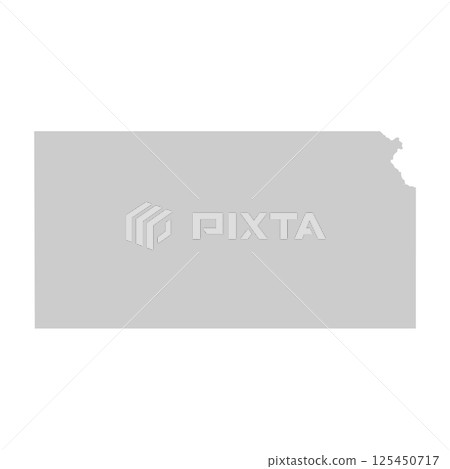 Kansas, KS - grey silhouette map of US state. Vector illustration Kansas, KS - grey silhouette map of US state. Vector illustration 125450717