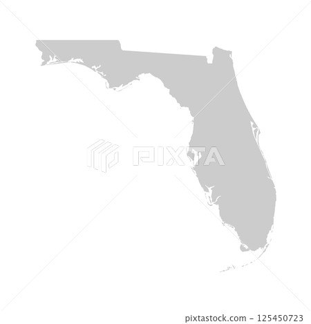 Florida, FL - grey silhouette map of US state. Vector illustration Florida, FL - grey silhouette map of US state. Vector illustration 125450723