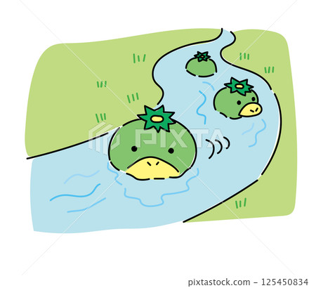 河童插畫 - 河童順流而下 河童插畫 - 河童順流而下 125450834