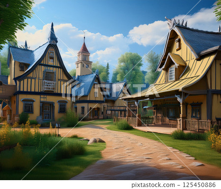 Generative AI 18th century rural village 125450886