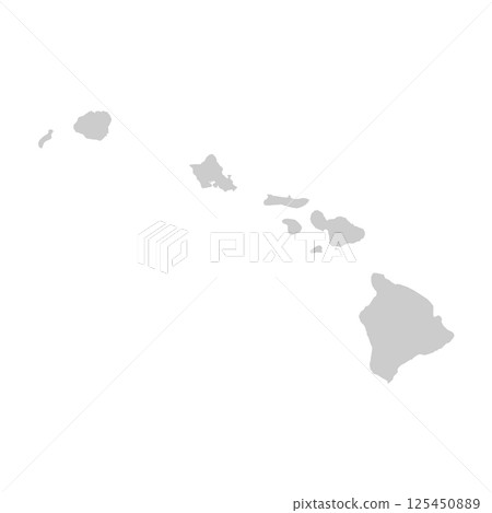 Hawaii, HI - grey silhouette map of US state. Vector illustration 125450889
