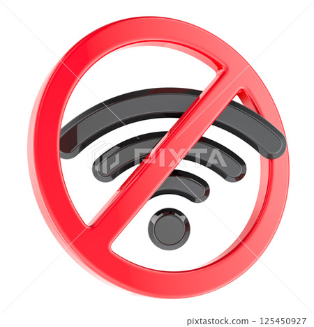Forbidden sign with Wi-Fi symbol, 3D rendering 125450927