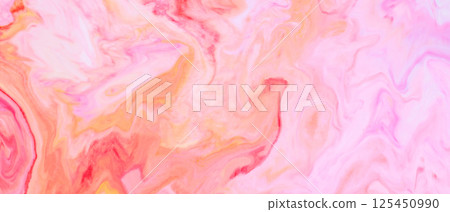 Vibrant Coral Pink Orange Liquid Marble Texture with Flowing Swirls, Abstract Fluid Art Background Vibrant Coral Pink Orange Liquid Marble Texture with Flowing Swirls, Abstract Fluid Art Background 125450990