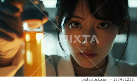 研究人員檢查液體樣本（AI 產生的圖像） 125451238