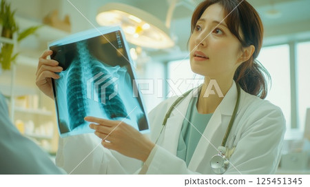 Doctor examining an X-ray (AI-generated image) 125451345