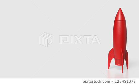 The Red rocket on white Background 3d Rendering. 125451372