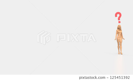 The Woman and question mark on white background 3d rendering. 125451392