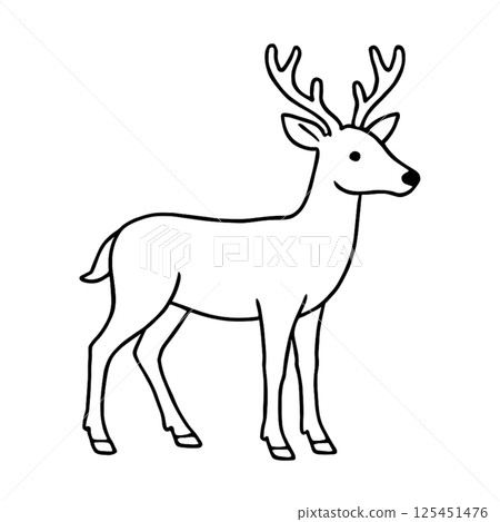 鹿線描插畫、圖示、素材、無背景、動物系列 鹿線描插畫、圖示、素材、無背景、動物系列 125451476