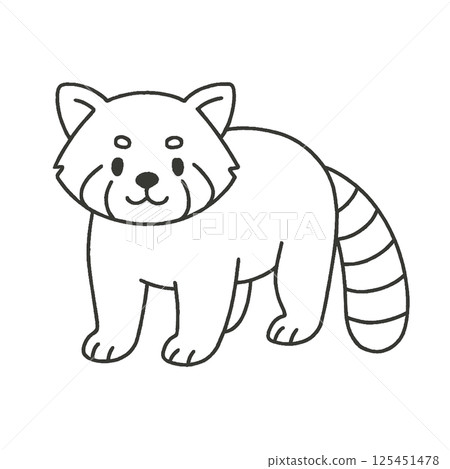 小熊貓線描插畫、圖示、素材、無背景、動物系列 125451478