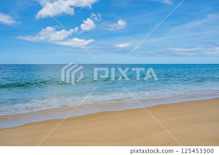 Beautiful beach background, Natural landscape with empty tropical beach at Phuket beach Thailand,Beach and sea in sunny day, Beach sea space area nature background Beautiful beach background, Natural landscape with empty tropical beach at Phuket beach Thailand,Beach and sea in sunny day, Beach sea space area nature background 125453300