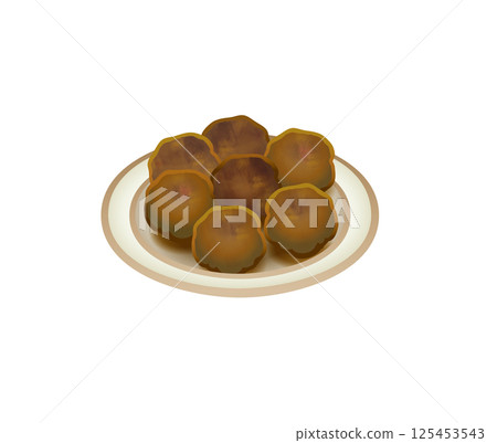Illustration of meatballs on a plate Illustration of meatballs on a plate 125453543