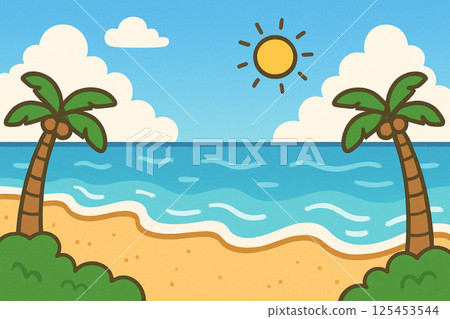 Beautiful tropical beach and palm trees 125453544