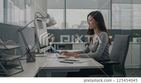 一個女人前往電腦 125454045