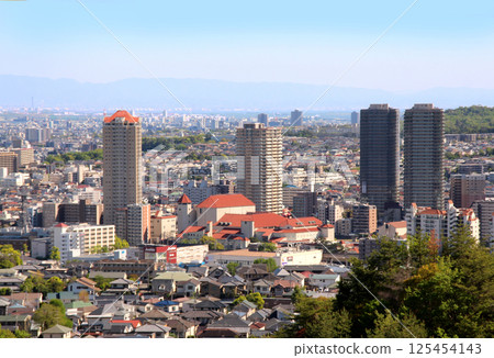Nishinomiya area from Takarazuka city seen from the mountains 125454143
