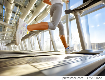Illustration material of a young woman training at the gym 125454654