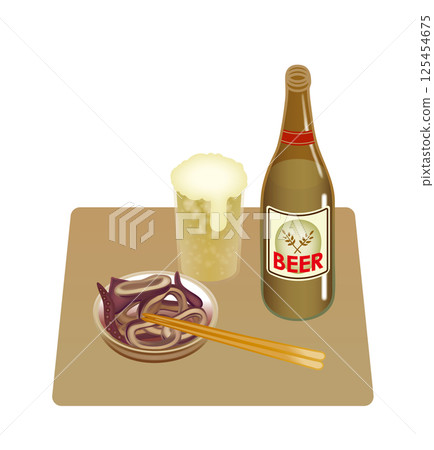 Illustration of snacks and alcohol 125454675