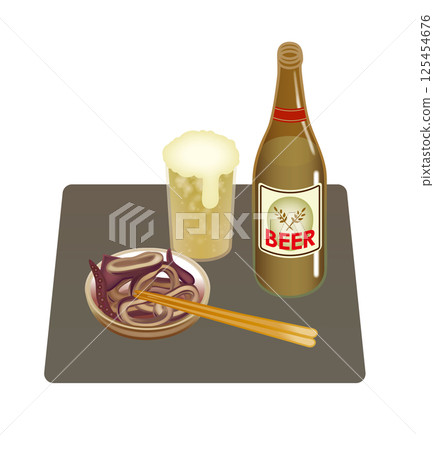Illustration of delicious snacks and beer Illustration of delicious snacks and beer 125454676