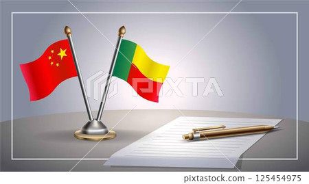 Small national flag of Japan and Benin flag Relation, Template Vector Illustration 125454975