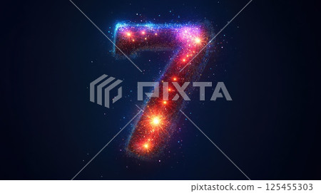Abstract glowing number seven on dark background (1) 125455303