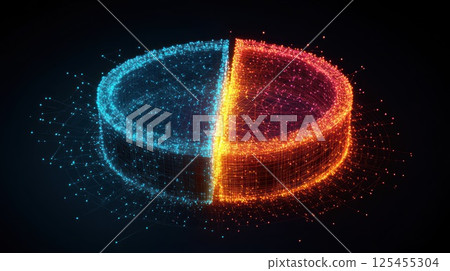 Abstract glowing pie chart, data visualization 125455304