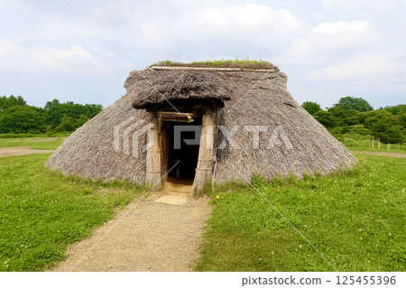 Sannai Maruyama Ruins, Jomon Village, Reconstructed dwellings scattered across a spacious lawn, Aomori City, Aomori Prefecture 125455396