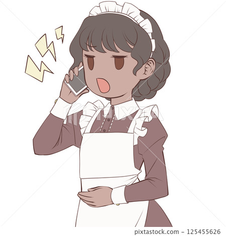 皮膚黝黑的女傭打電話 - 憤怒 125455626