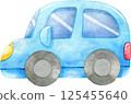 一輛汽車的淺藍色水彩插圖 125455640