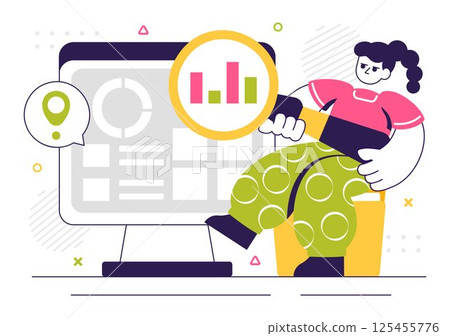 ERP Enterprise Resource Planning System Vector Illustration featuring Business Integration, Productivity Improvement, and Company Enhancement 125455776