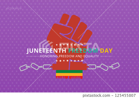 Colorful Freedom Day Poster with Equality Message and Fist Colorful Freedom Day Poster with Equality Message and Fist 125455807