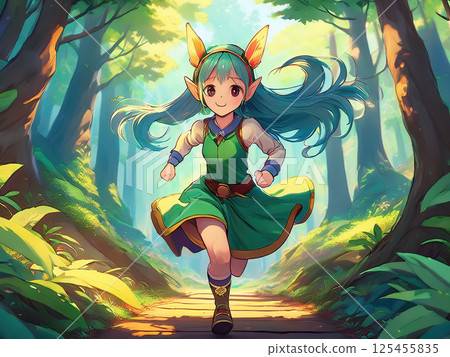 Generative AI Elf in enchanted forest 125455835