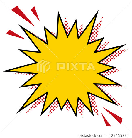 Jagged bomb round speech bubble frame / dots, yellow Jagged bomb round speech bubble frame / dots, yellow 125455881